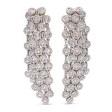 18k White Gold 2.10ctw Diamond Multistrand Cable Chain Clip on Drop Earrings