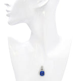 14k White Gold 12.0ct Synthetic Sapphire and 2.15tcw Diamond Halo Pendant