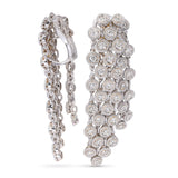 18k White Gold 2.10ctw Diamond Multistrand Cable Chain Clip on Drop Earrings