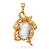 Vintage 21k Yellow Gold Baroque Pearl Pendant