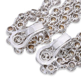 18k White Gold 2.10ctw Diamond Multistrand Cable Chain Clip on Drop Earrings