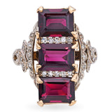 Vintage 14k Yellow Gold 9.0tcw Rhodolite Garnet and Diamond Dinner Ring