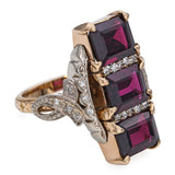 Vintage 14k Yellow Gold 9.0tcw Rhodolite Garnet and Diamond Dinner Ring