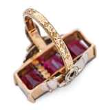 Vintage 14k Yellow Gold 9.0tcw Rhodolite Garnet and Diamond Dinner Ring