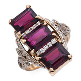 Vintage 14k Yellow Gold 9.0tcw Rhodolite Garnet and Diamond Dinner Ring