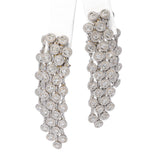 18k White Gold 2.10ctw Diamond Multistrand Cable Chain Clip on Drop Earrings