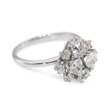 18K White Gold 1.40tcw Old Mine Cut Multi-Diamond Cluster Ring