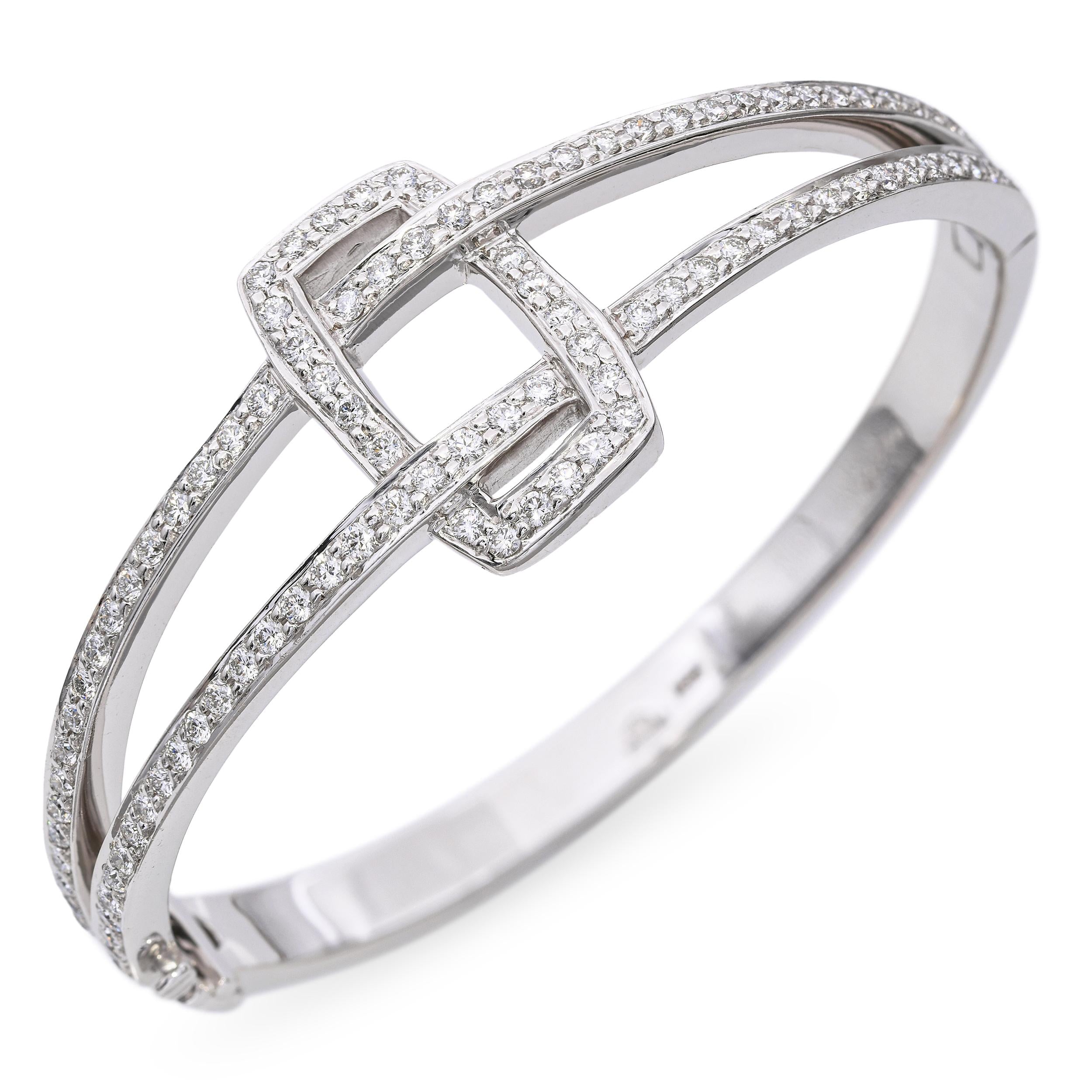 Kwiat 18k White Gold 2.12tcw Diamond Hinged Bracelet