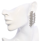 18k White Gold 2.10ctw Diamond Multistrand Cable Chain Clip on Drop Earrings