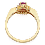 Vintage 18k Yellow Gold Ruby and Diamond Halo Ring