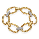 Vintage Two-Tone 14k Gold Pavé 1.93tcw Diamond Link Bracelet