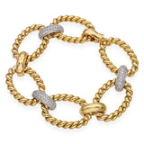 Vintage Two-Tone 14k Gold Pavé 1.93tcw Diamond Link Bracelet