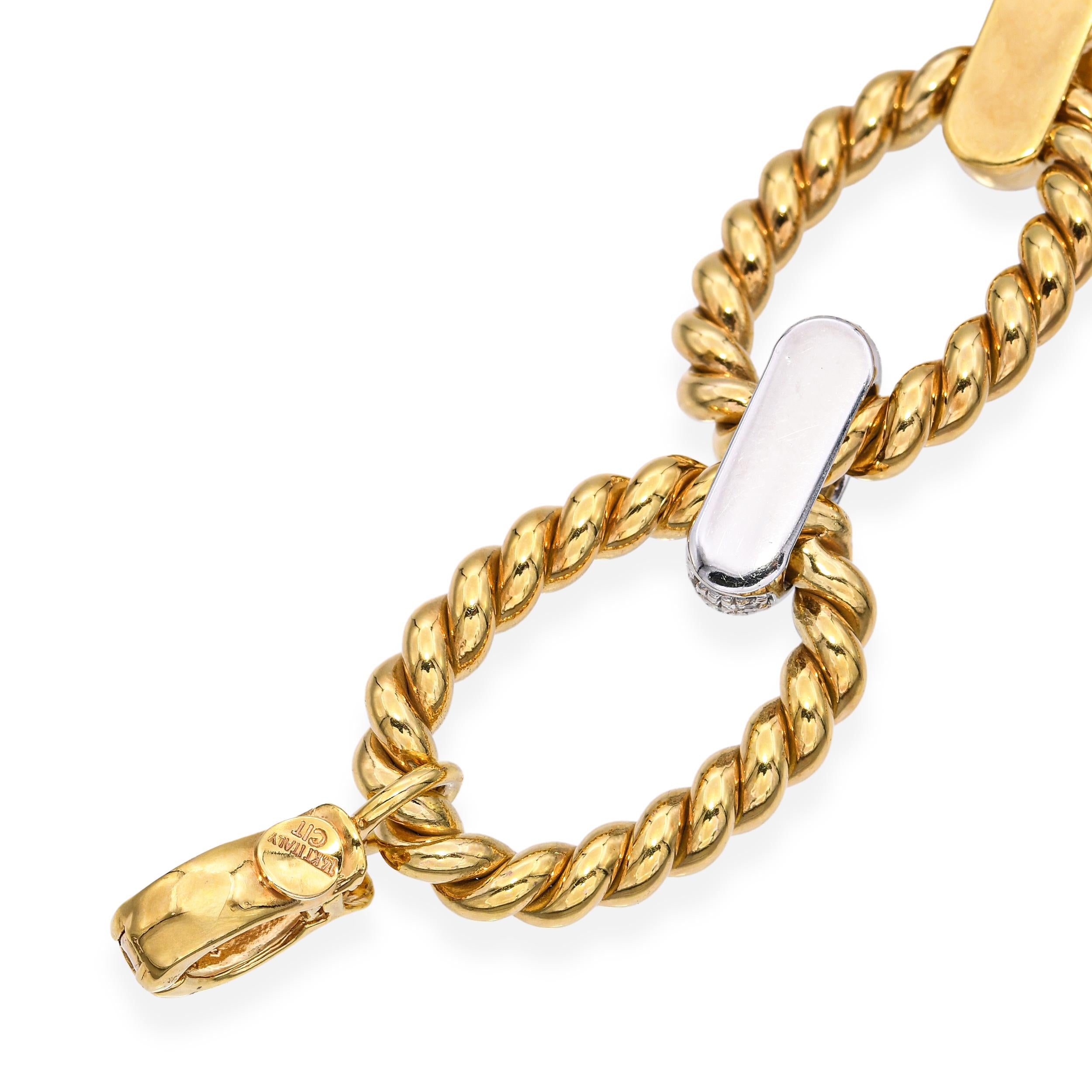 Vintage Two-Tone 14k Gold Pavé 1.93tcw Diamond Link Bracelet