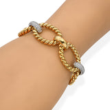 Vintage Two-Tone 14k Gold Pavé 1.93tcw Diamond Link Bracelet