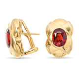 Vintage Gucci 18k Yellow Gold 4.76ctw Spessartine Garnet Omega Back Earrings