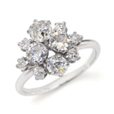 18K White Gold 1.40tcw Old Mine Cut Multi-Diamond Cluster Ring