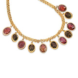 Antique 18k Gold Egyptian Revival Iridescent Beetle & Tourmaline Scarab Necklace
