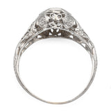 Vintage 18k White Gold Diamond Filigree Ring