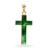 Vintage Yellow Gold Green Jadeite Cross Pendant