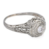 Vintage 18k White Gold Diamond Filigree Ring