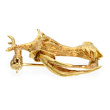 Vintage 18k Yellow Gold Ruby Struttin' Roadrunner Brooch
