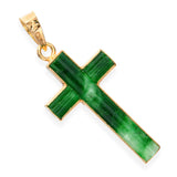 Vintage Yellow Gold Green Jadeite Cross Pendant