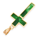 Vintage Yellow Gold Green Jadeite Cross Pendant