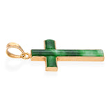 Vintage Yellow Gold Green Jadeite Cross Pendant