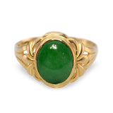 Vintage 23k Yellow Gold Green Jade Ring