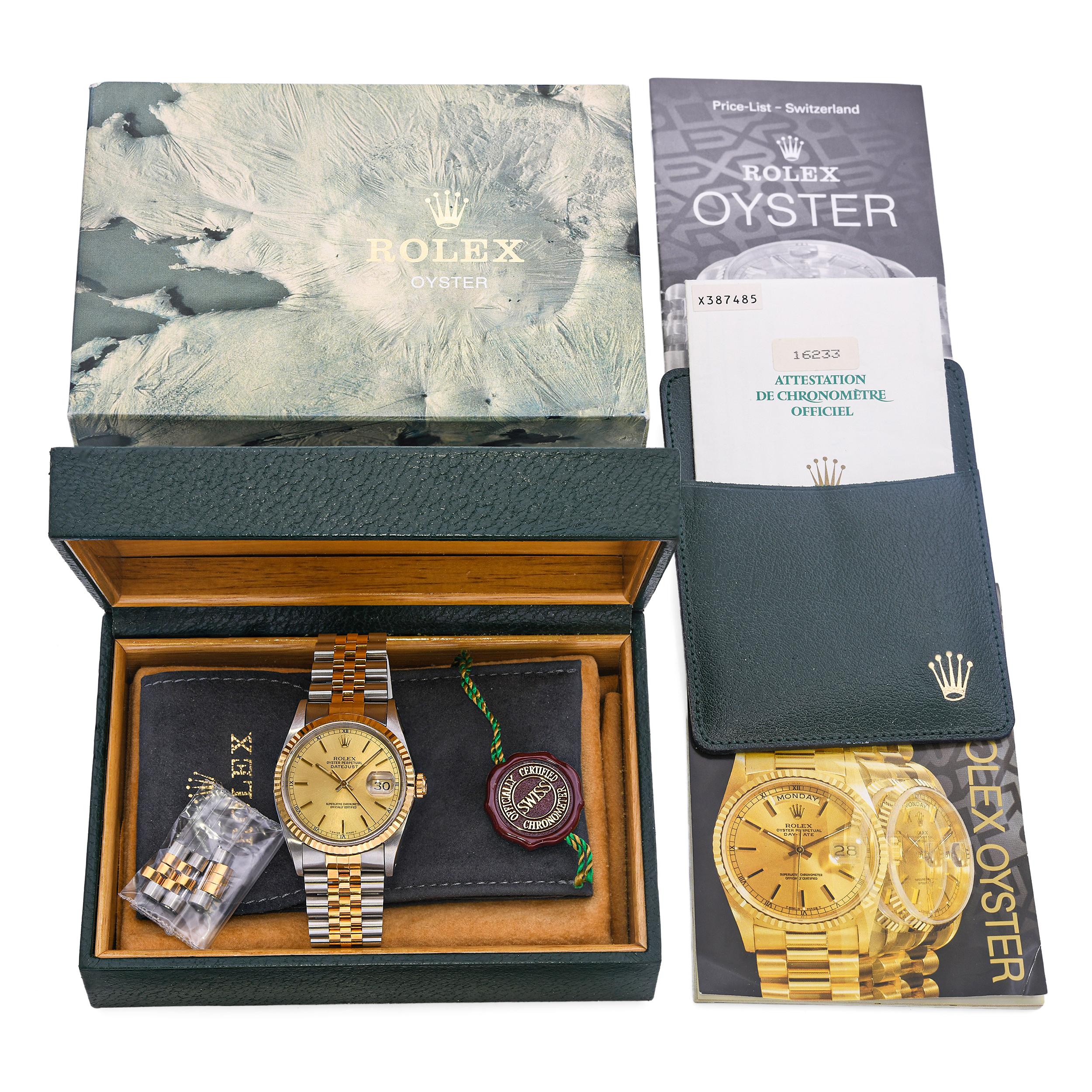 Rolex Oyster Perpetual Datejust Two-Tone Automatic Men's Watch Ref 16233