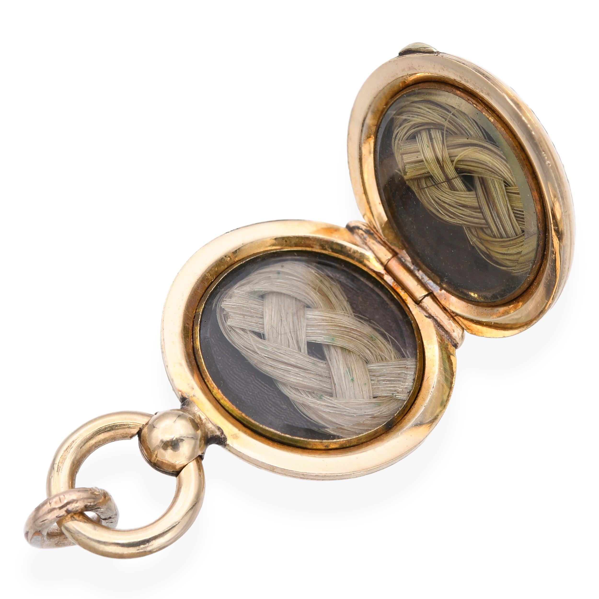 Antique 13k Yellow Gold Enamel Mourning Locket