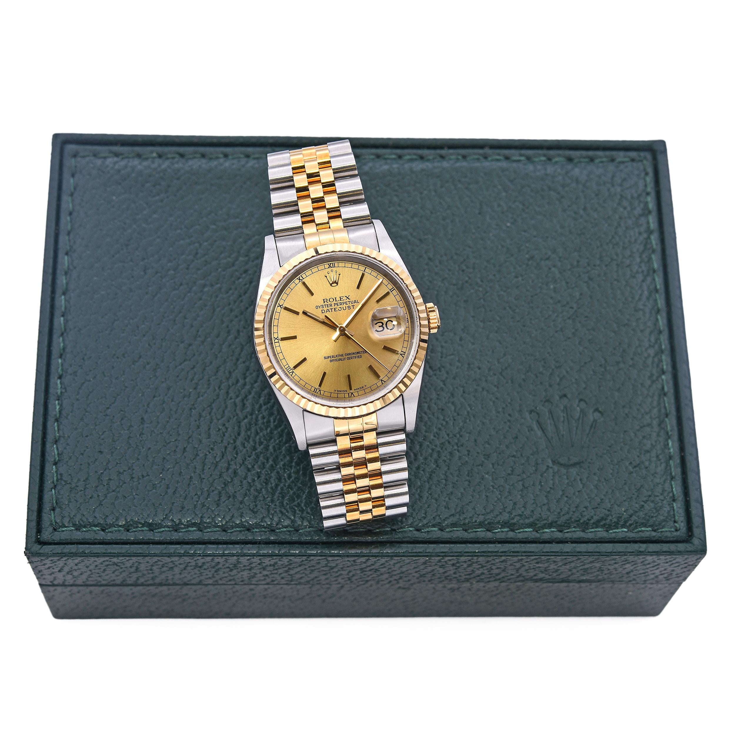 Rolex Oyster Perpetual Datejust Two-Tone Automatic Men's Watch Ref 16233