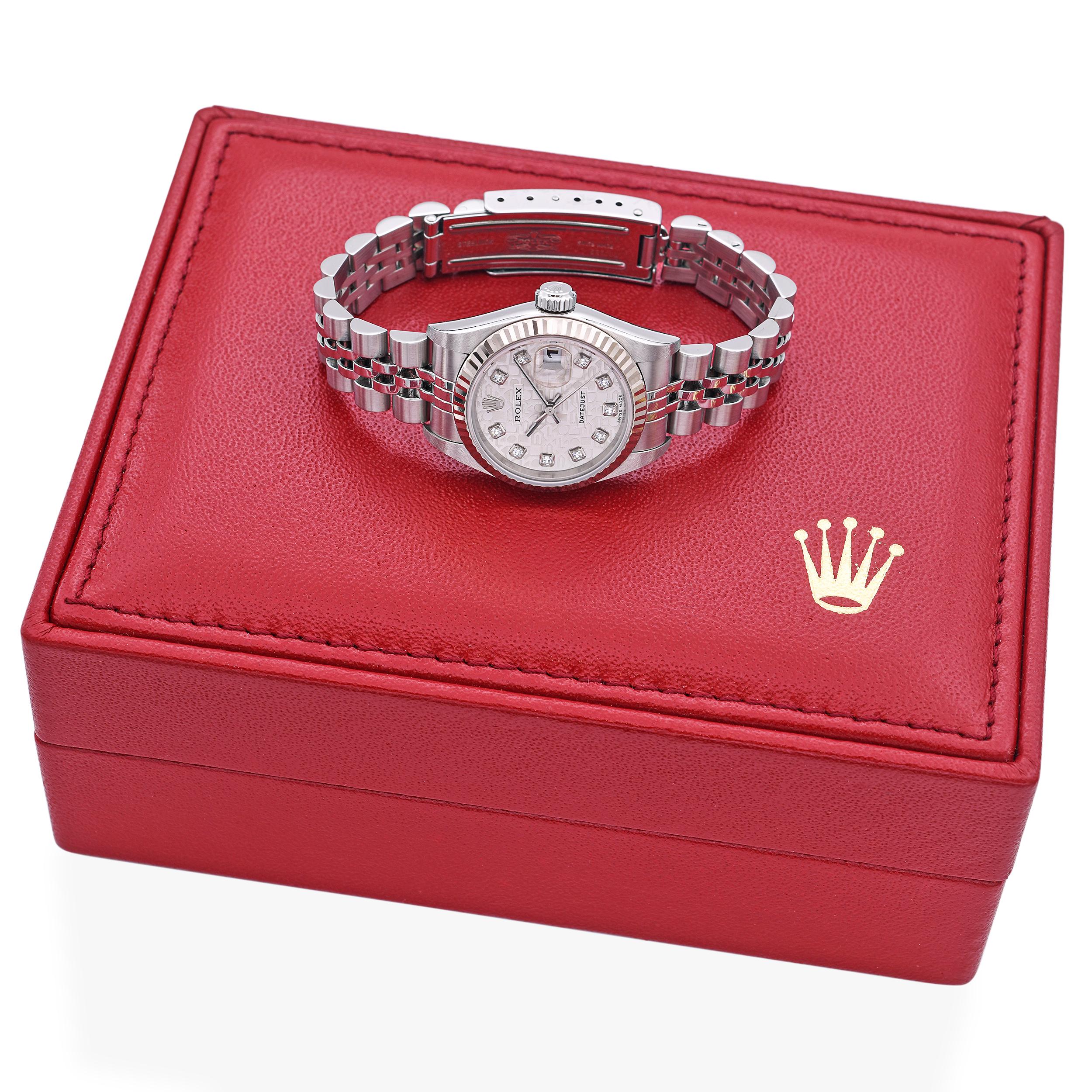 Rolex Datejust Jubilee Diamond Dial Steel White Gold Ladies Watch Ref. 79174