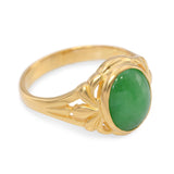 Vintage 23k Yellow Gold Green Jade Ring