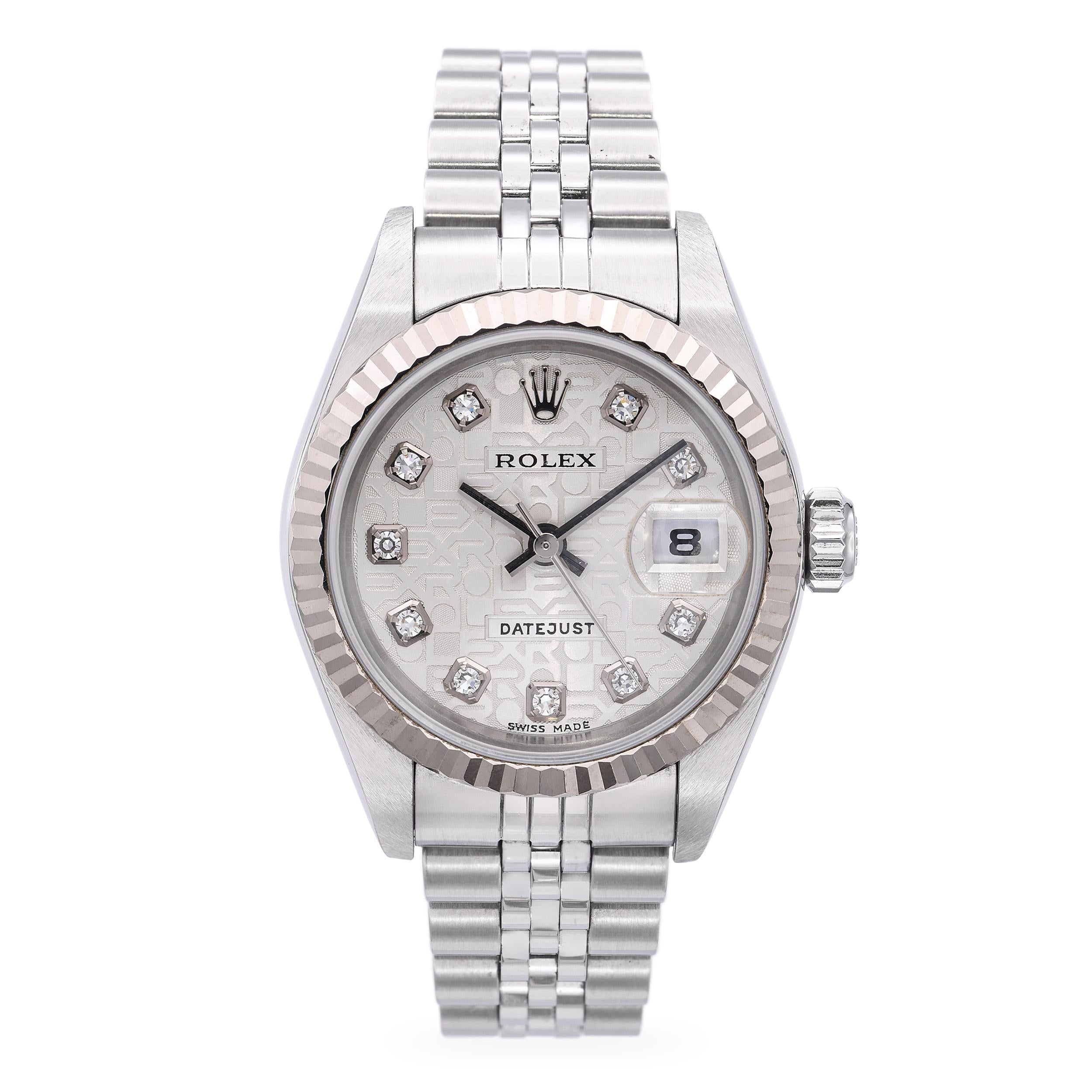 Rolex Datejust Jubilee Diamond Dial Steel White Gold Ladies Watch Ref ...