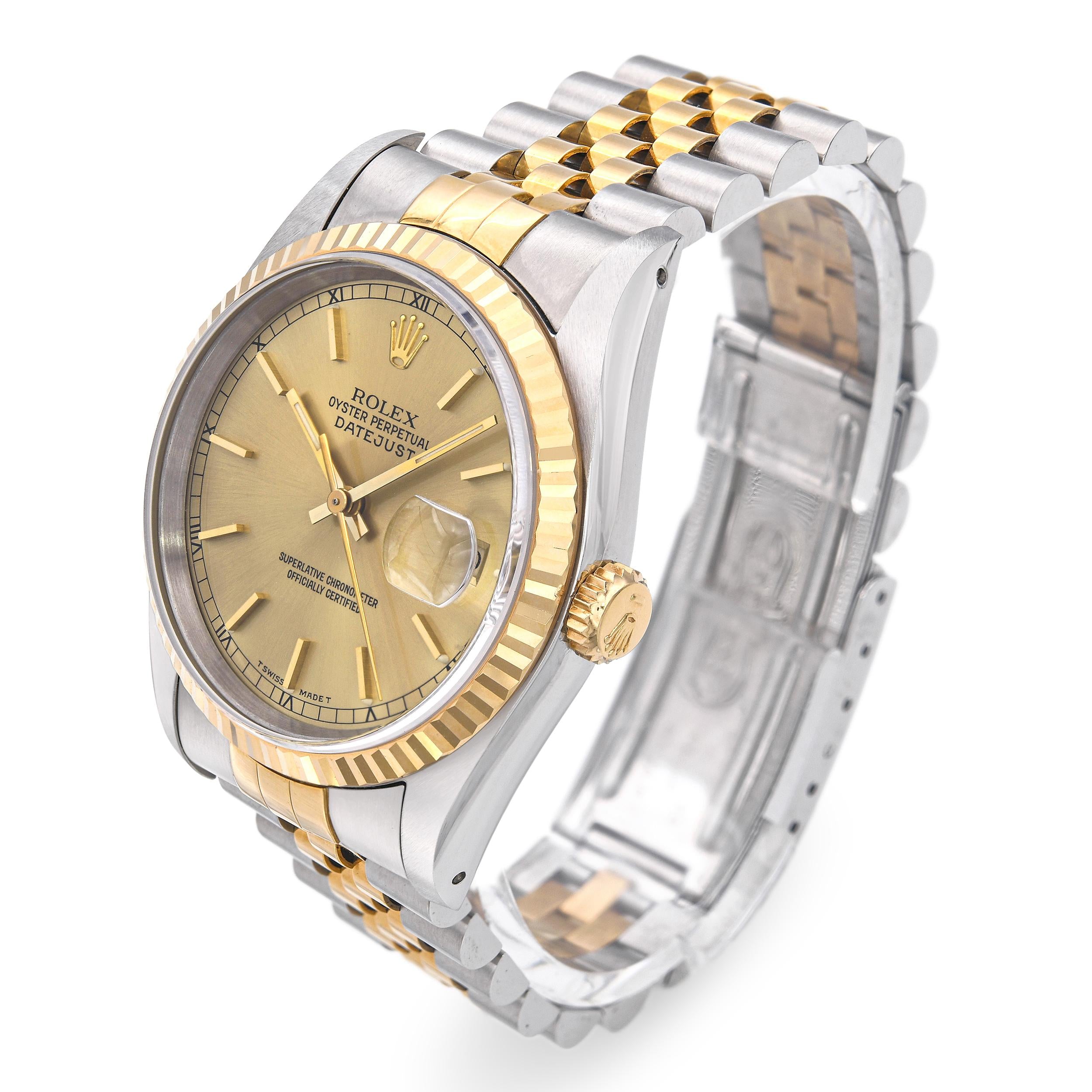 Rolex Oyster Perpetual Datejust Two-Tone Automatic Men's Watch Ref 16233