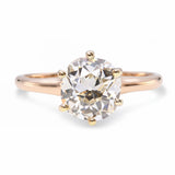 Antique 14k Yellow Gold GIA 2.02ct J Si2 Old Mine Brilliant Cut Diamond Ring