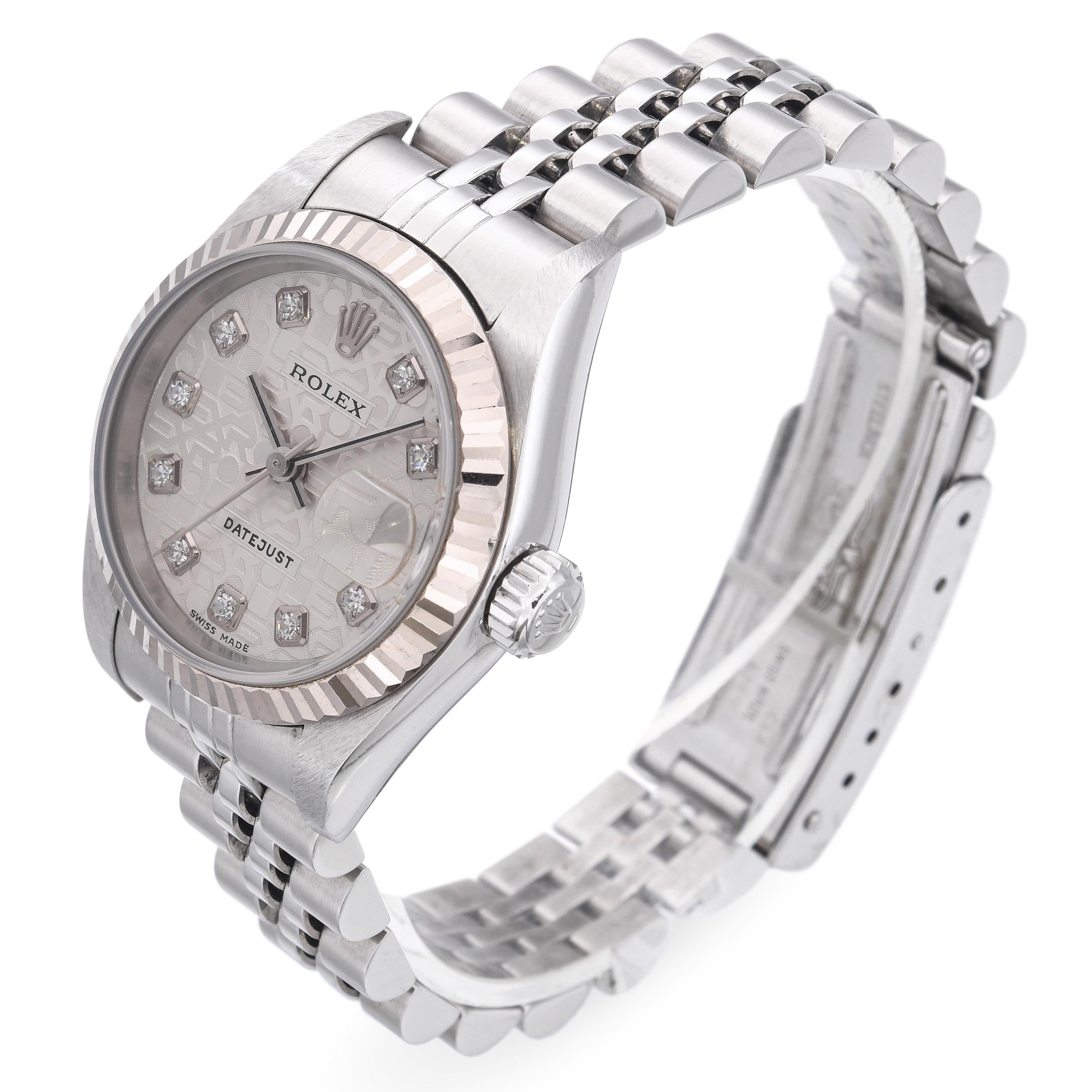 Rolex Datejust Jubilee Diamond Dial Steel White Gold Ladies Watch Ref. 79174