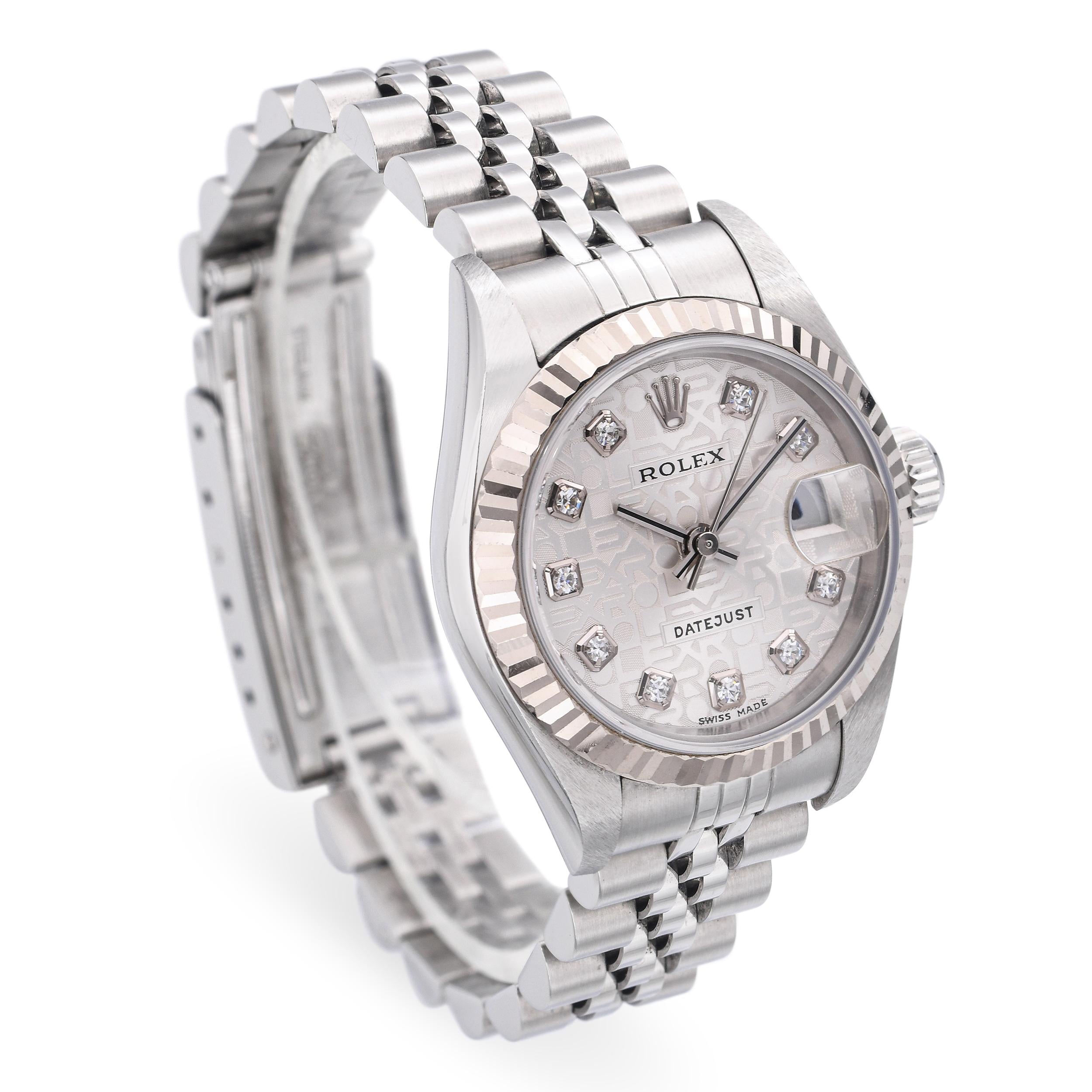 Rolex Datejust Jubilee Diamond Dial Steel White Gold Ladies Watch Ref. 79174