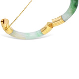 Vintage 14k Yellow Gold Green Jadeite Jade Hinged Bangle Bracelet