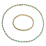 Tiffany & Co. 18k Gold Emerald and Diamond Tennis Necklace and Bracelet Set