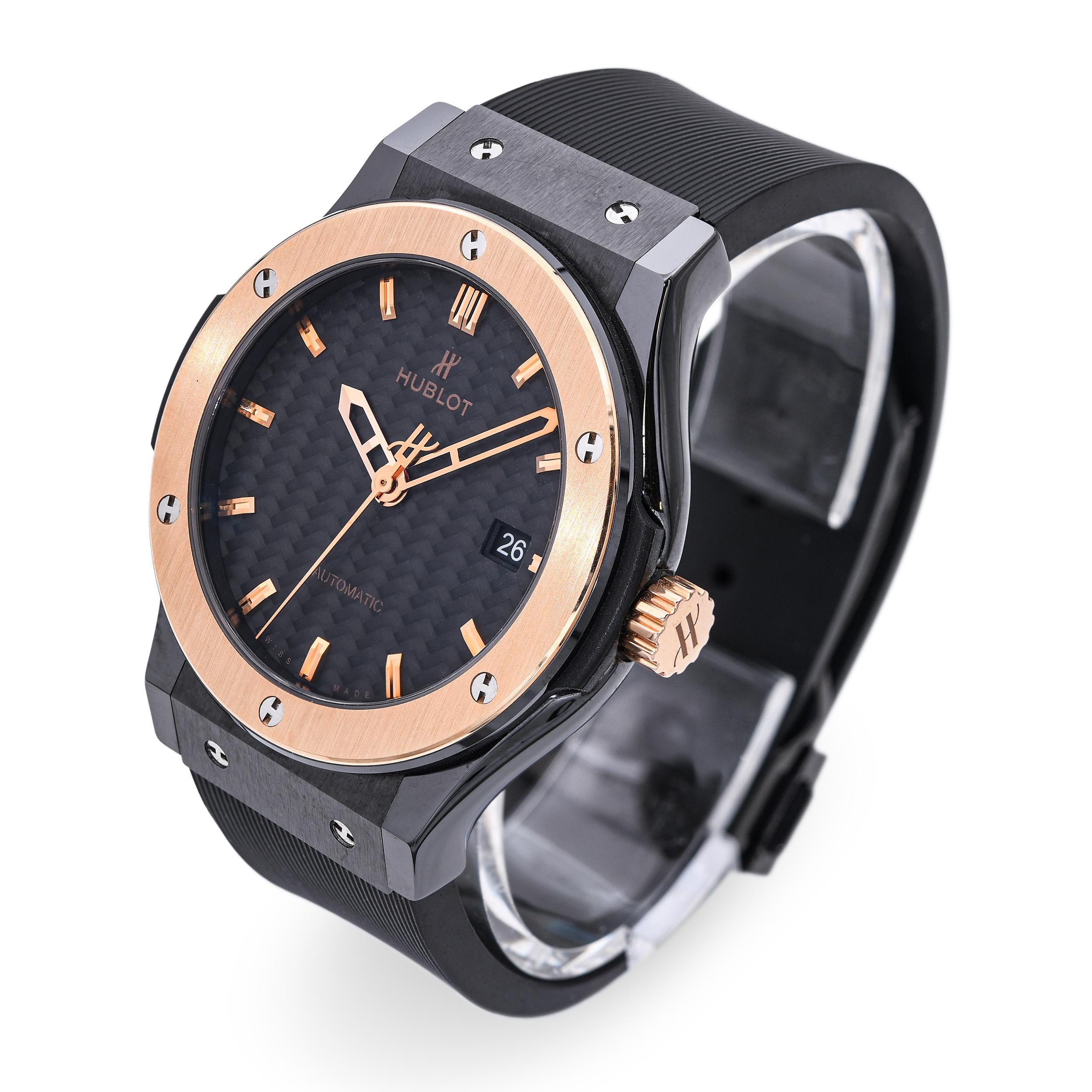 Hublot Classic Fusion Ceramic & 18k Rose Gold Automatic Watch Ref 542.C0.1780.RX