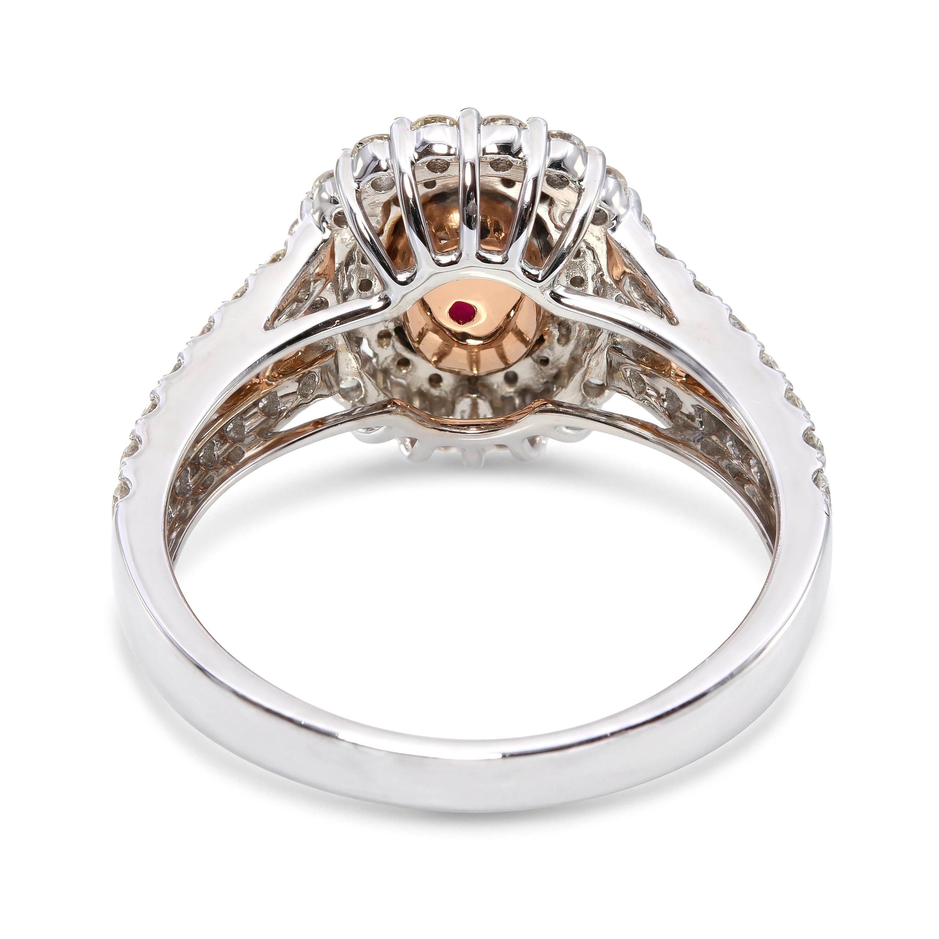 14k White Gold 1.09ct Burmese Ruby and 1.25ctw White & Pink Diamond Ring