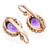 Victorian Rose Gold Amethyst and Rose Cut Diamond Earrings