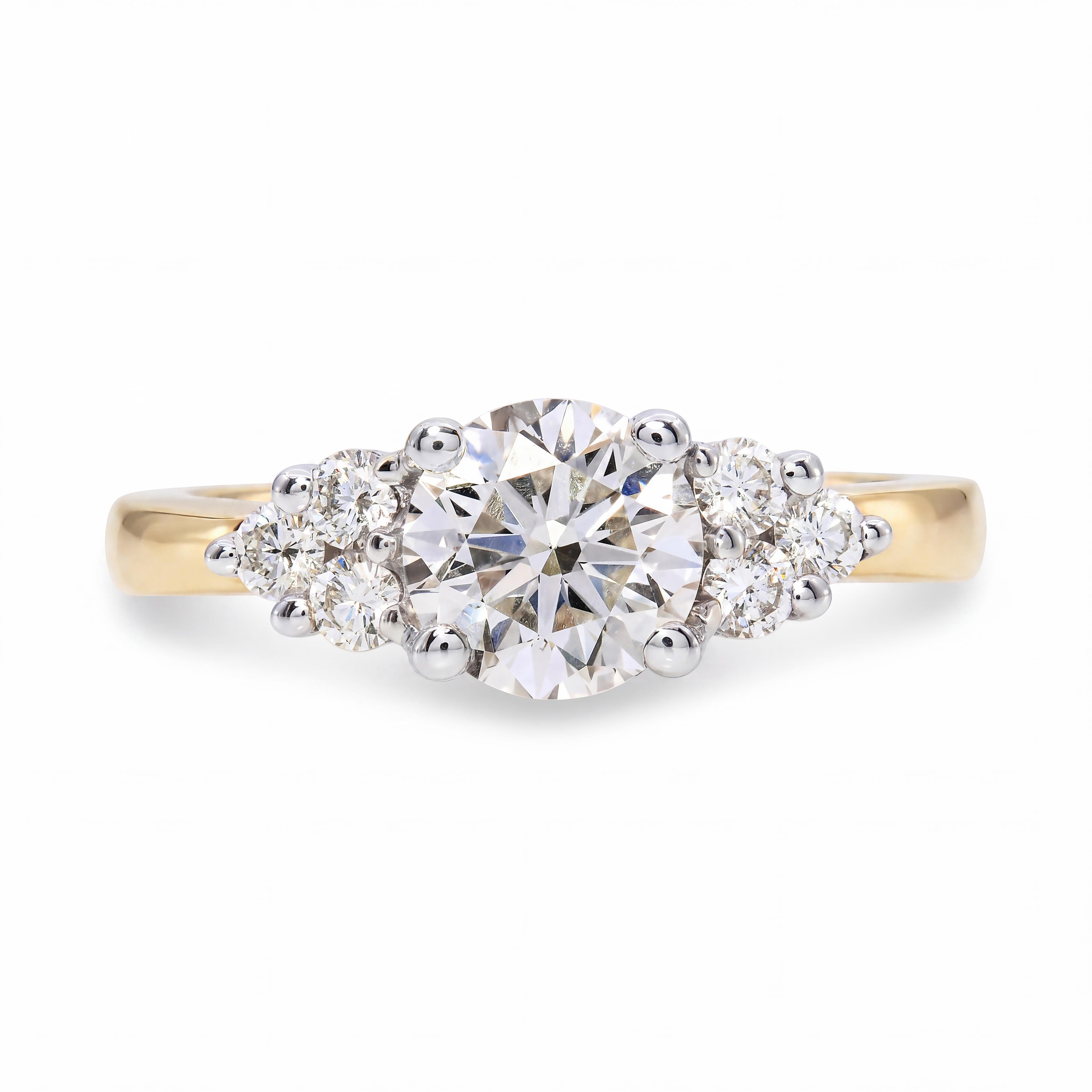 Vintage 14k Two Tone Gold GIA 1.27tcw H Vs2 Diamond Engagement Ring