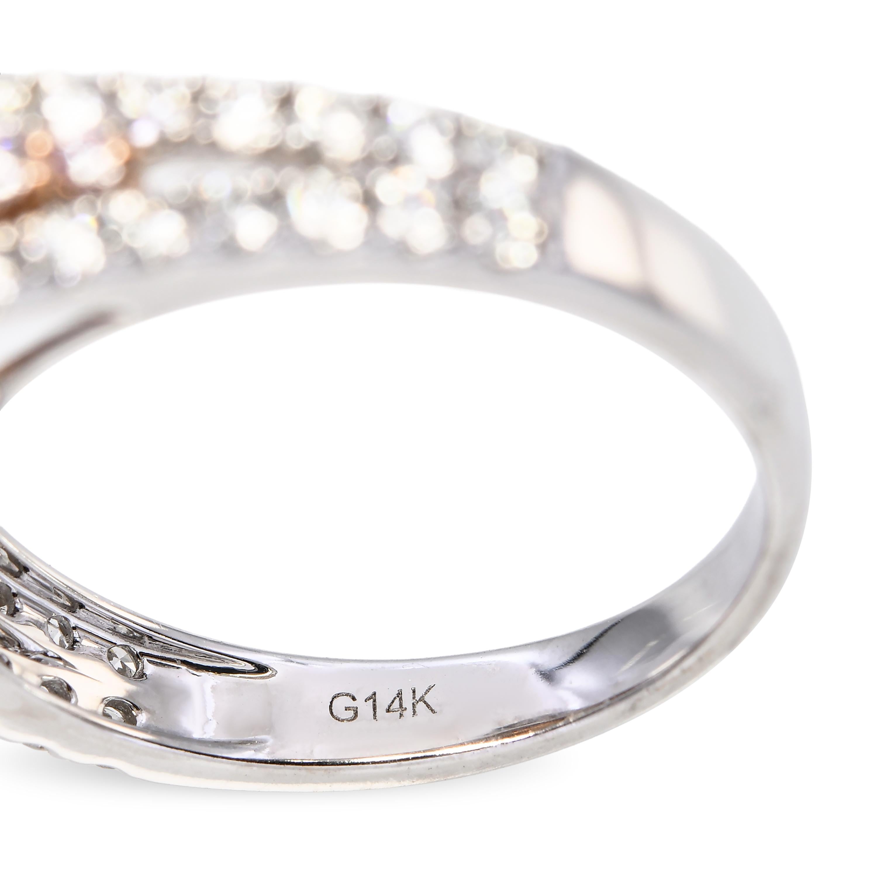 14k White Gold 1.09ct Burmese Ruby and 1.25ctw White & Pink Diamond Ring