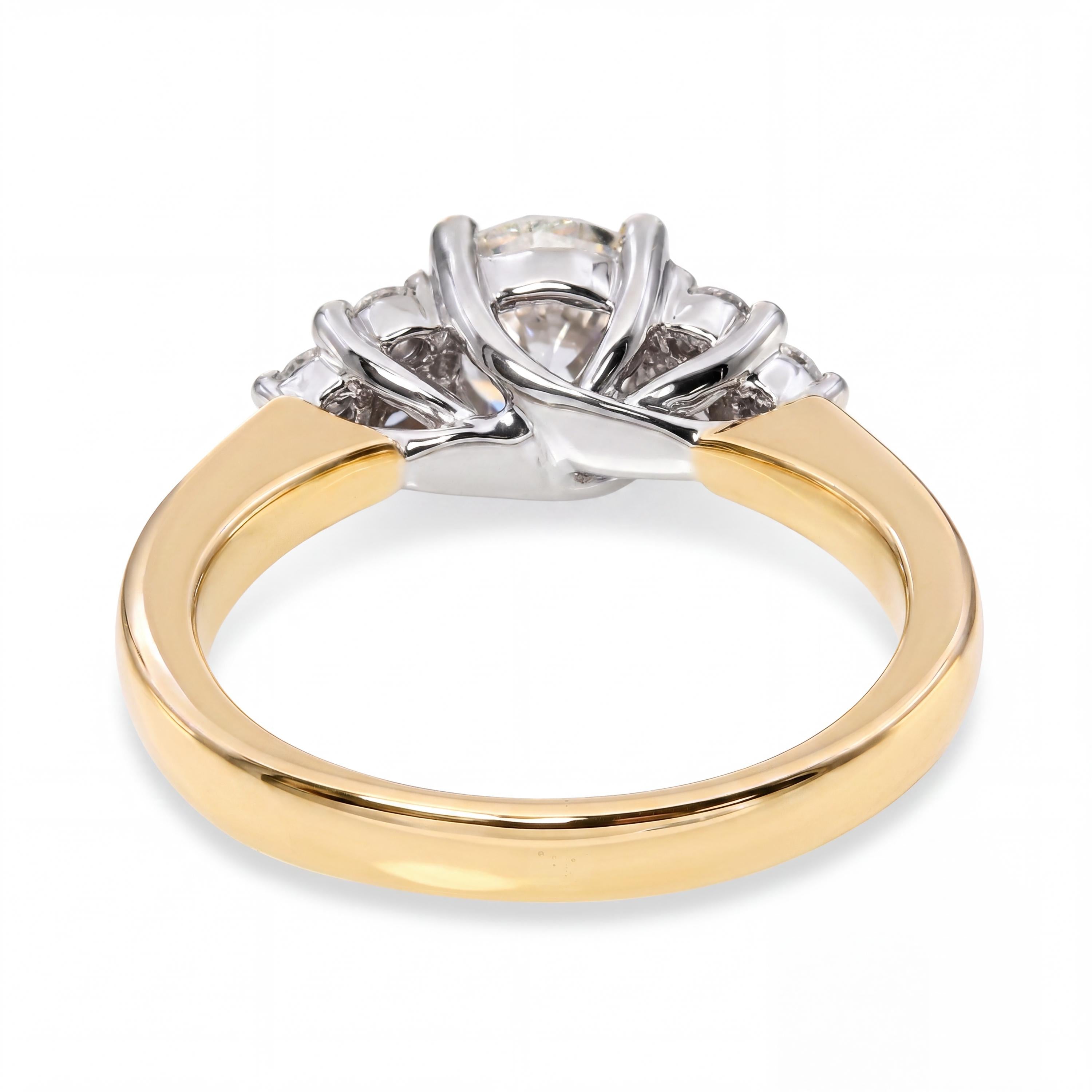 Vintage 14k Two Tone Gold GIA 1.27tcw H Vs2 Diamond Engagement Ring