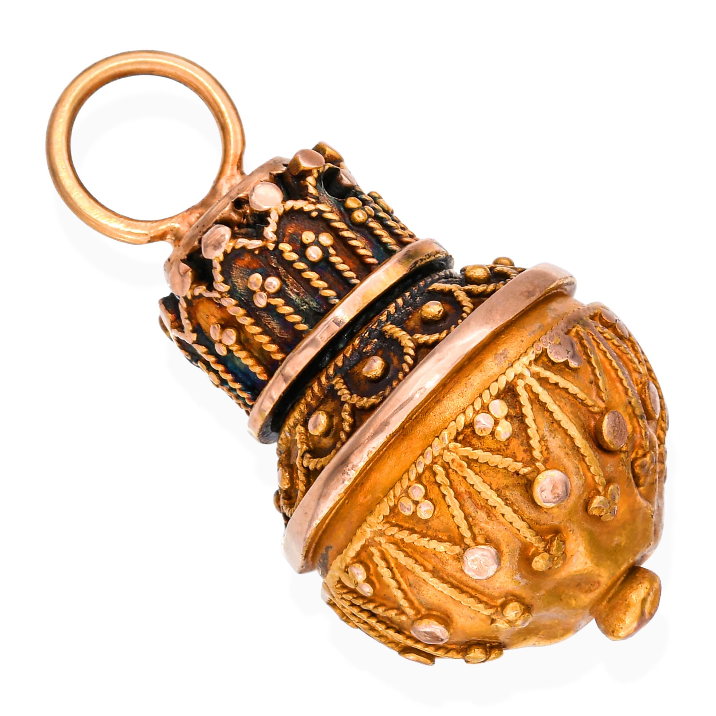 Antique 18k Yellow Gold Ornate Ball Charm