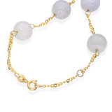 14k Yellow Gold Lavender Jade Bead Station Drop Pendant Y-Design Necklace