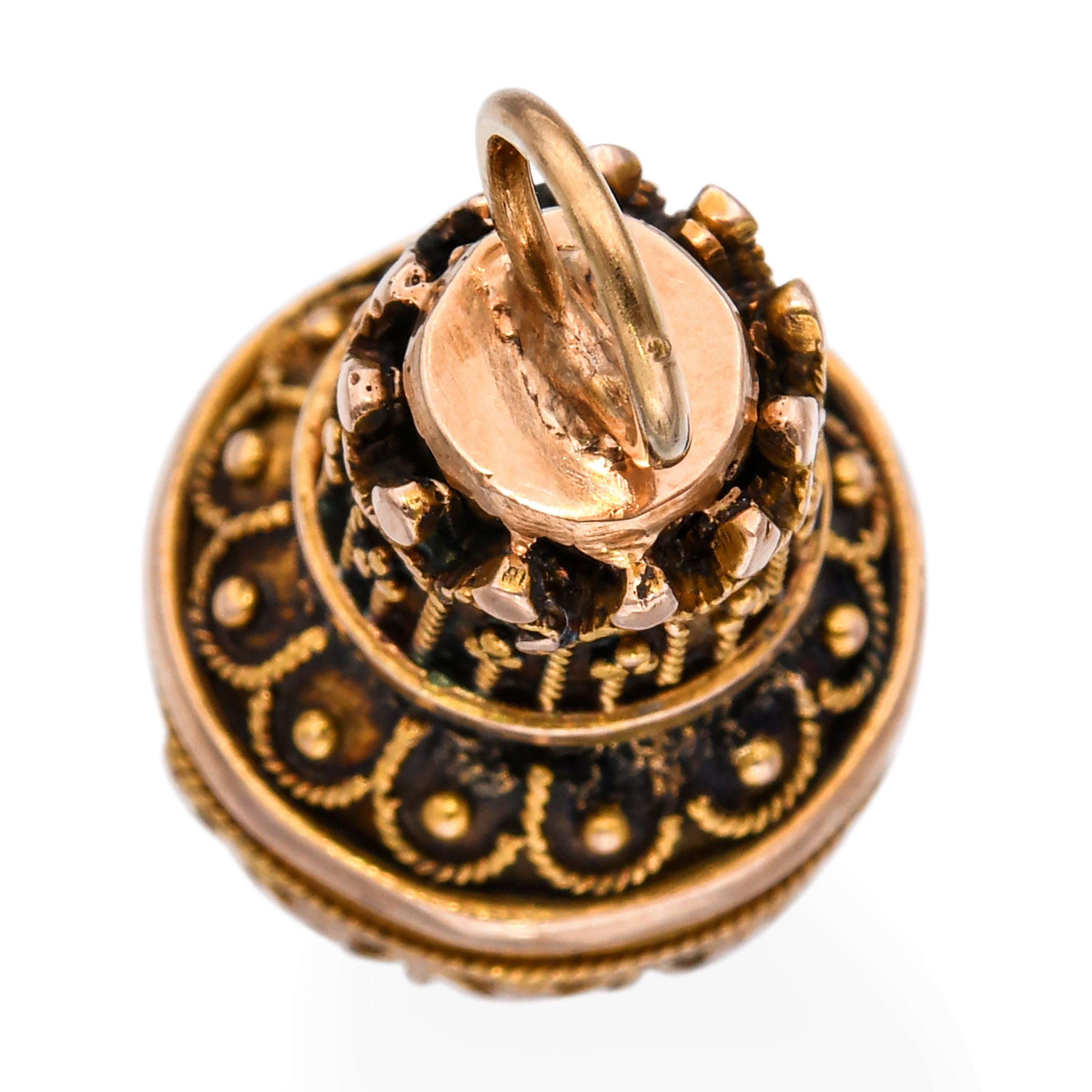 Antique 18k Yellow Gold Ornate Ball Charm